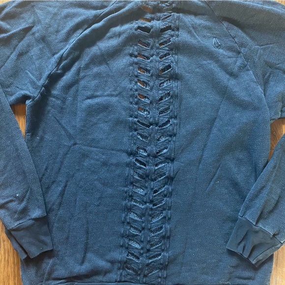 Volcom women’s dark grey lattice back sweatshirt size S. - Picture 3 of 5